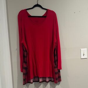 Lane Bryant Red and Black Plaid Tunic